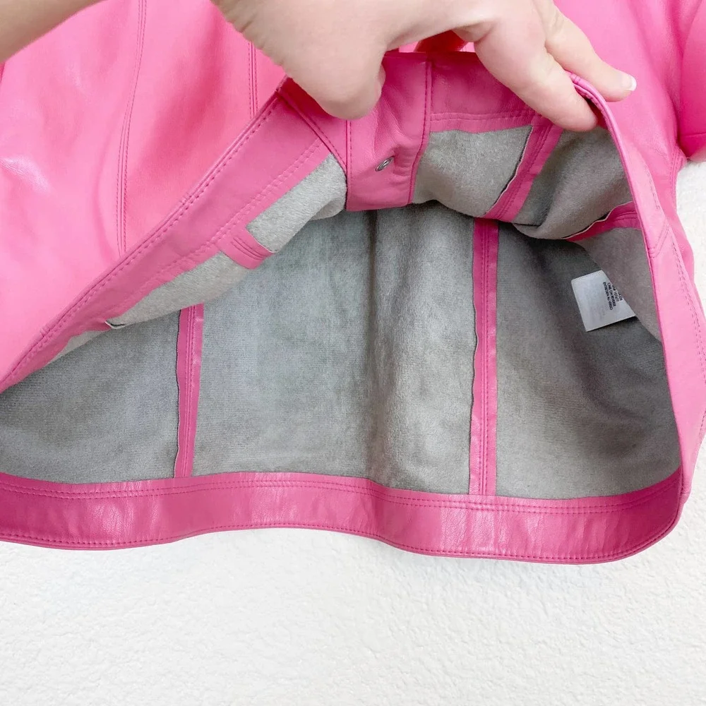 Alice and Olivia Hot Pink Edyth Vegan Leather Crop Top Size S - Picture 12 of 14